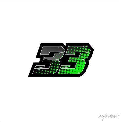 Vector racing number 33, start racing number, sport race number • wall stickers white, vector ...