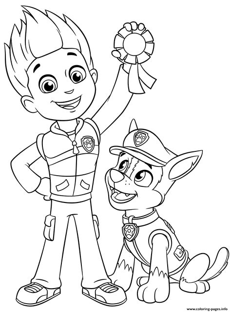 Paw Patrol Ryder And Chase Coloring page Printable