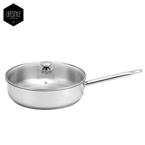 Lifestyle Cookware Stainless Steel Deep Frypan with Glass Cover 30 cm - World Class Concepts ...