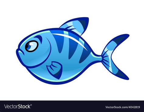 Cartoon blue fish Royalty Free Vector Image - VectorStock | Fish vector, Horse canvas painting ...