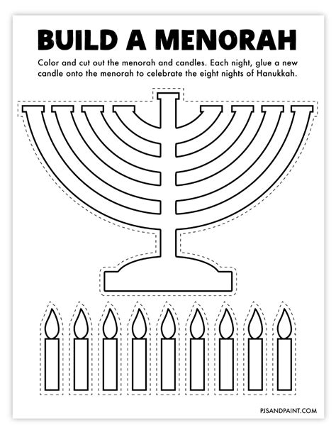 Free Printable Build a Menorah Craft - Pjs and Paint