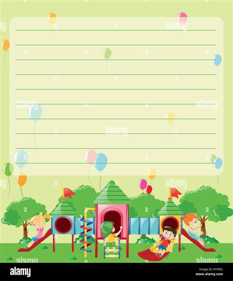 Paper Template With Kids At Playground Illustration S - vrogue.co
