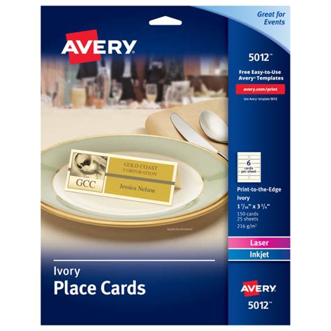 Avery® Printable Place Cards With Sure Feed® Technology, 1-7/16 X 3-3/4 ...