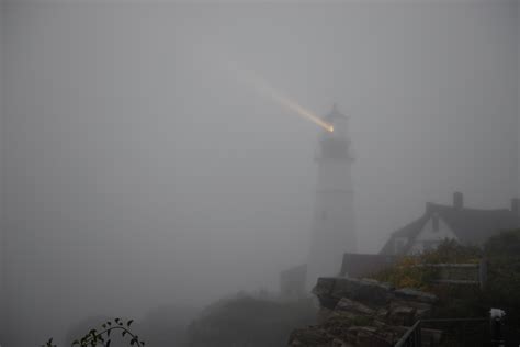 Free photo: Lighthouse in fog - Atlantic, Shore, Remote - Free Download ...