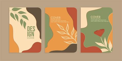 Premium Vector | Set of book cover designs with hand drawn floral decorations. abstract retro ...