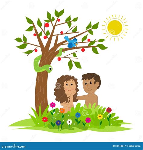 Adam and Eve stock vector. Illustration of love, tree - 83440847