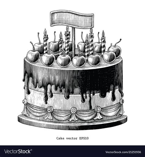 Cake hand drawing vintage clip art isolated Vector Image