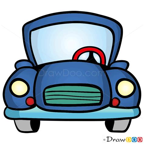 How to Draw Blue Car, Cartoon Cars