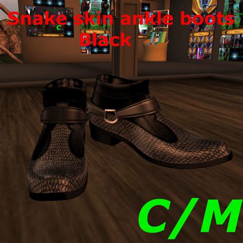 Second Life Marketplace - (SM)_ snake skin ankle boots Black