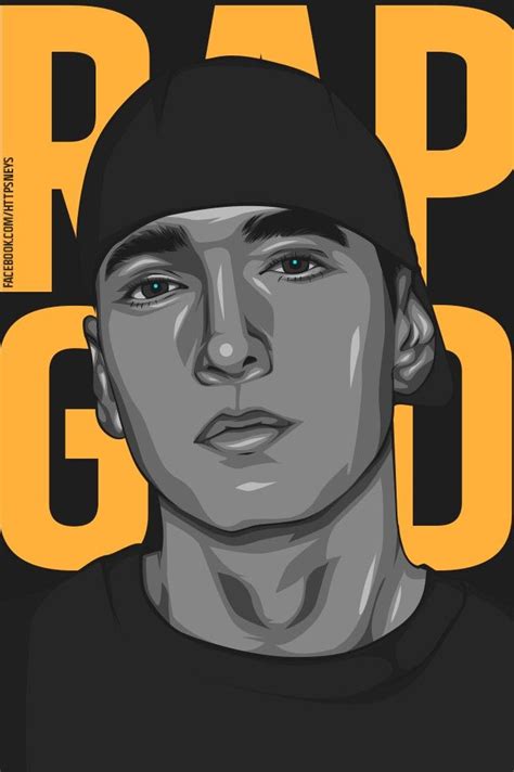 a drawing of a man wearing a black hat with the words rap god on it