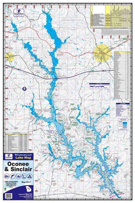 Lakes Oconee & Sinclair Waterproof Map #317 – Kingfisher Maps, Inc.