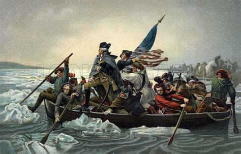 George Washington crossing the Delaware during the American … stock ...