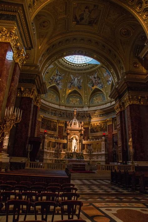 Budapest, Hungary: Interior St Stephen`s Basilica in Budapest. Roman ...