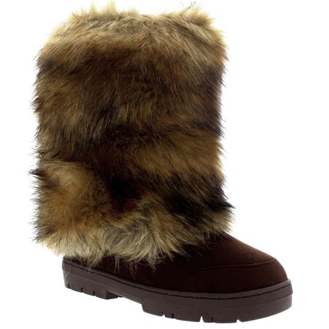 Womens Tall Eskimo Snow Waterproof Rain Winter Rabbit Fur Covered Boots US 5-12 | eBay