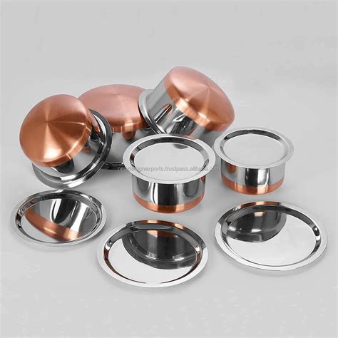 Stainless Steel Copper Bottom Cookware Set With Lid | Container | Tope ...