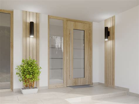 Wood-coloured aluminium doors