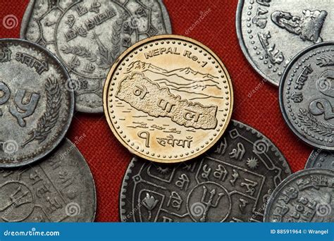 Nepalese Coins. Map of Nepal and the Himalayas Stock Photo - Image of ...