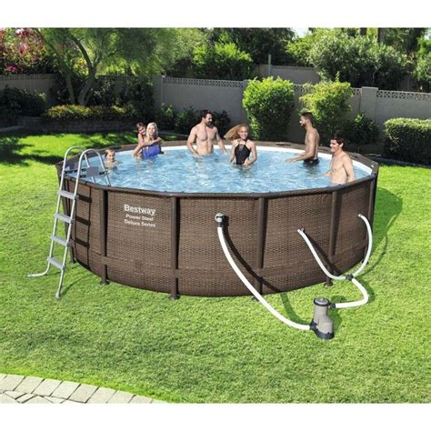 Bestway Power Steel 16-ft x 16-ft x 48-in Round Above-Ground Pool in the Above-Ground Pools ...