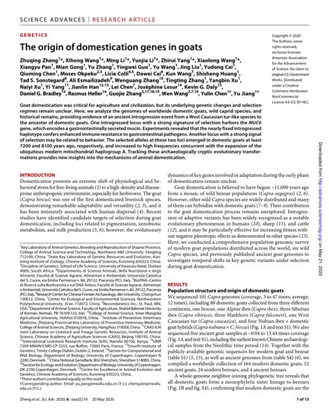 (PDF) The origin of domestication genes in goats