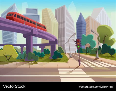 Cartoon modern city panorama with glass Royalty Free Vector