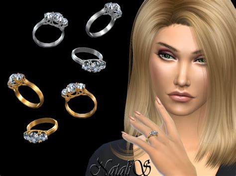 The Sims Resource: Three stone trellis ring by NataliS • Sims 4 Downloads