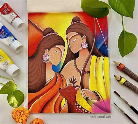 Sita Ram painting 2.0 | Modern art canvas painting, Mini canvas art, Small canvas art