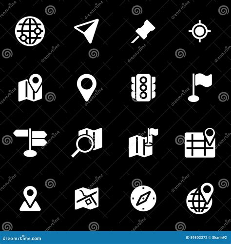 Vector white map icons set stock illustration. Illustration of journey ...