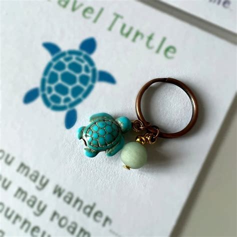 UUWENDA Travel Turtle Keychain Wherever You May Wander Good Luck Charm ...