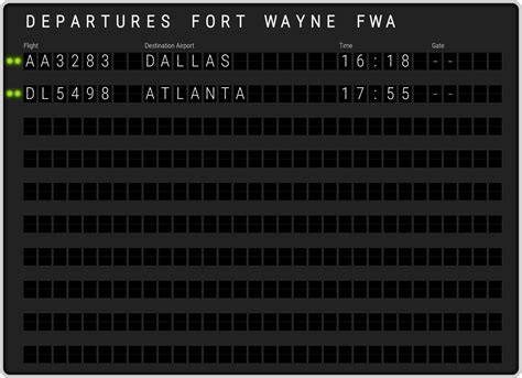 Fort Wayne Airport Departures [FWA] Flight Schedules & departure