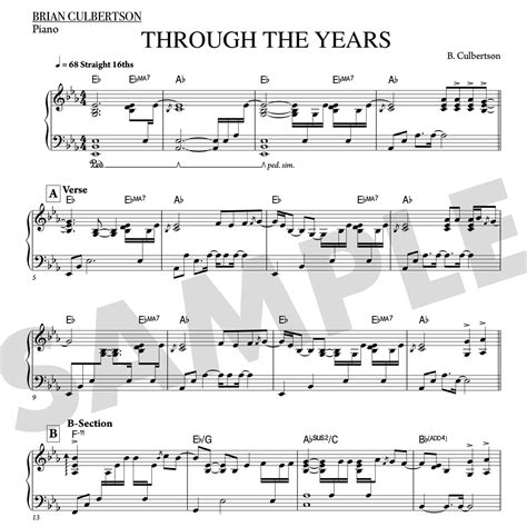 "Through The Years" Piano Sheet Music — brian culbertson