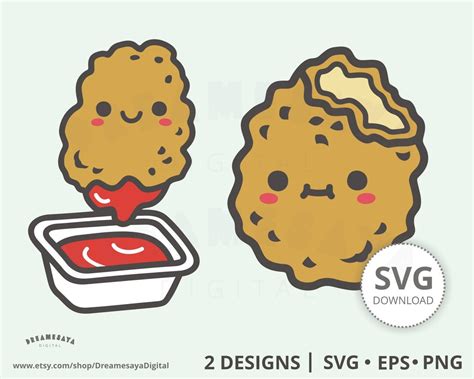 Chicken Nugget SVG EPS PNG, Cute Fast Food Cut Files and Clip Art - Etsy