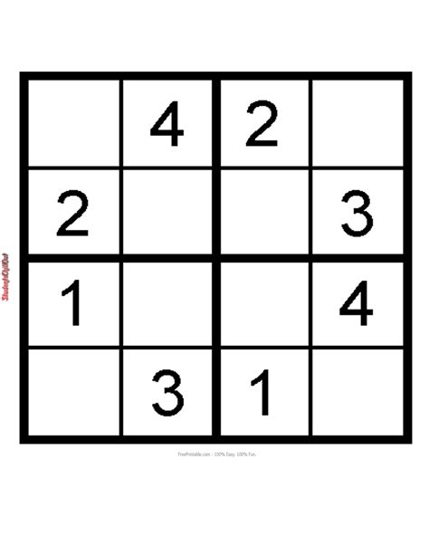 Kids sudoku printable - StudentsChillOut