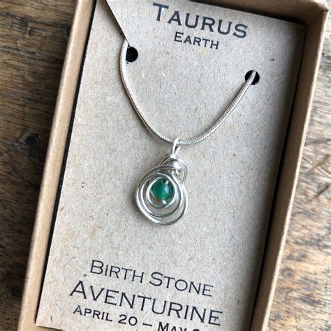 Taurus Birthstone Necklace Zodiac Green Aventurine Taurus - Etsy