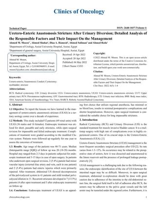 Uretero-Enteric Anastomosis Stricture after Urinary Diversion; Detailed Analysis of The ...