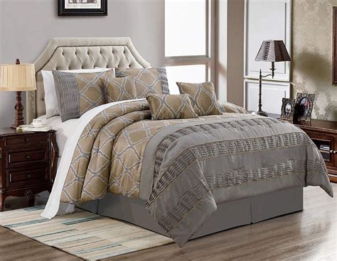 JABA 7 Piece Bedding Set, Grey Gold Comforter with Accent Pillows Bed in a Bag- AZAR: Amazon.ca ...