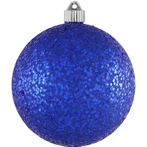 2ct Dark Blue Shatterproof Glitter Christmas Ball Ornaments 6" (150mm ...