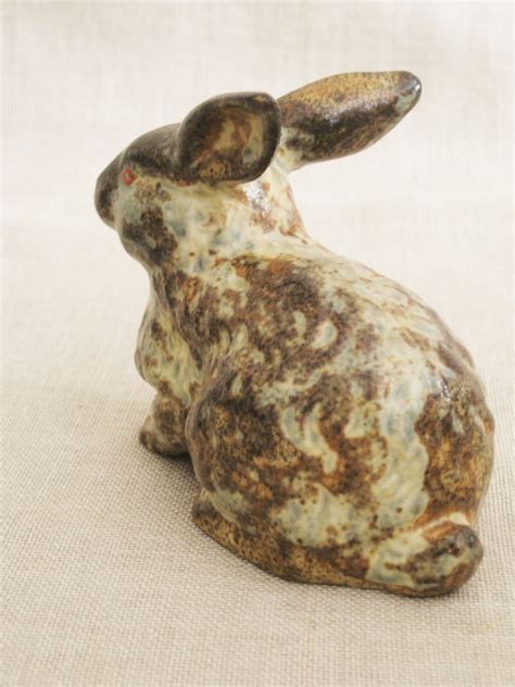 Vintage Ceramic Bunny Figurine, Japan, Pottery, Easter Decor, Garden Animals, Rabbit, Earthtone ...