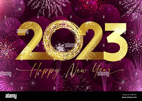 A Happy New Year 2023 congrats. Shiny night backdrop. Abstract isolated graphic design template ...