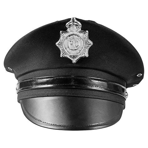 Amazon.com: Police Hat - Cop Costume Accessory - Black with Silver Badge Funny Party Hats ...