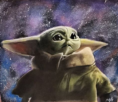 Baby Yoda color pencil drawing | Etsy