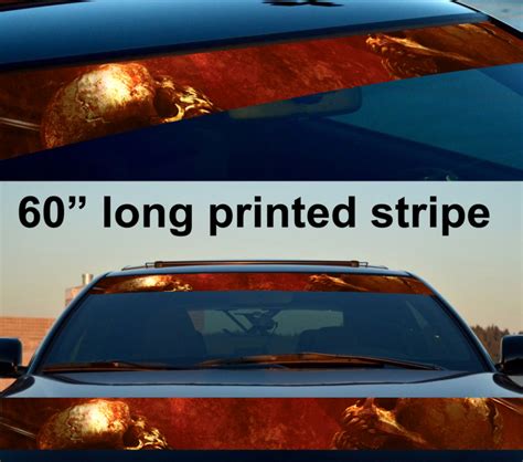 60" Skulls Blood Dead Blade Sun Strip Printed Windshield Car Vinyl ...