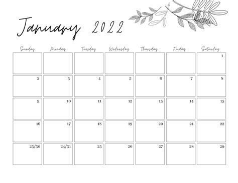 2022 Calendar Printable Landscape