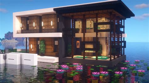 Minecraft: How to Build a Modern Lake House - [Relaxing Tutorial] - YouTube