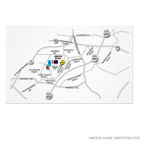 Ameris Bank Amphitheatre Parking Map