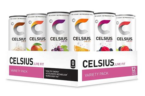 Buy CELSIUS Fitness Drink 9-Flavor Variety Pack, Zero Sugar, Slim Can 12 Fl Oz (Pack of 12 ...