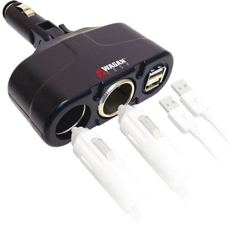 WAGAN Twin USB Sockets Traveler's Adapter Car Charger 2438 B&H