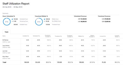 Staff Utilization Report - Avaza Support