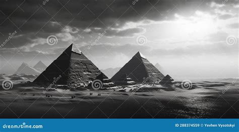 Great Pyramid of Giza in the Night Stock Illustration - Illustration of monochrome, landscape ...