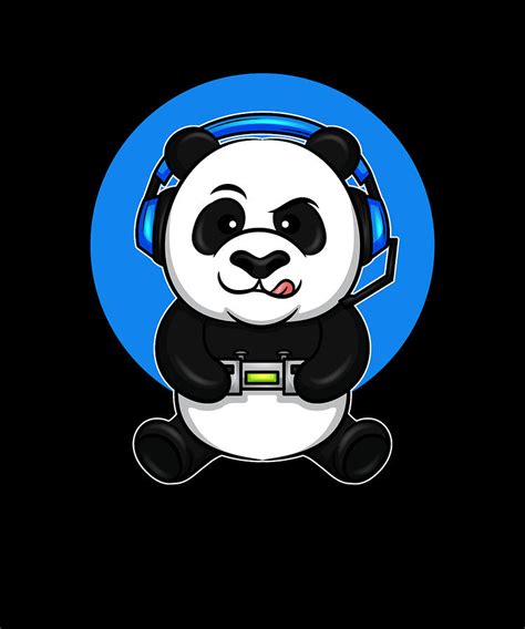 Video Gaming Computer Panda Playing Games Boy Gift For Kids Digital Art ...