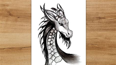 Chinese Dragon Drawing In Pencil